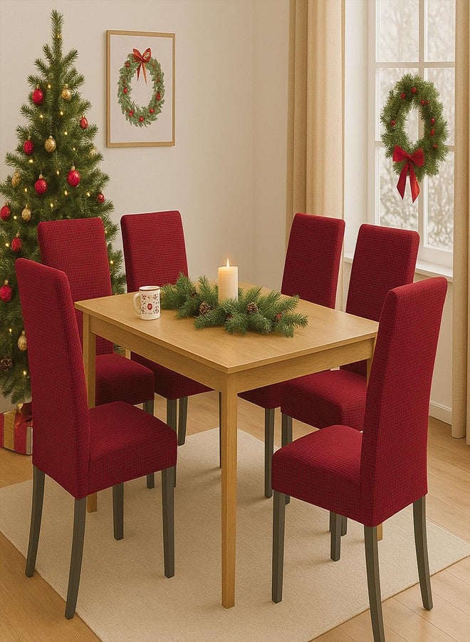 Aertiavty Chair Covers for Dining Room Set of 4 Kitchen Chair Seat Covers, Dining Room Chair Covers Chair Slipcover Parsons Chair Covers, Burgundy Red - Image 5